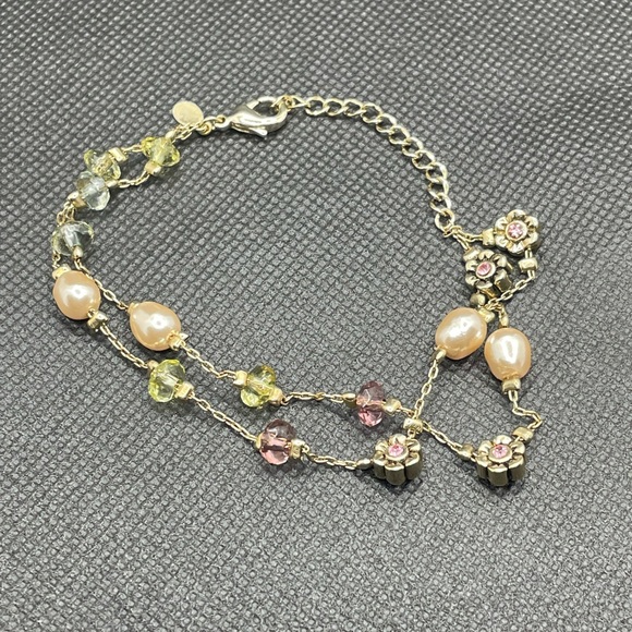 Premier Design Dainty Layered Beaded Bracelet On Gold/bronze Chain. - Picture 2 of 5
